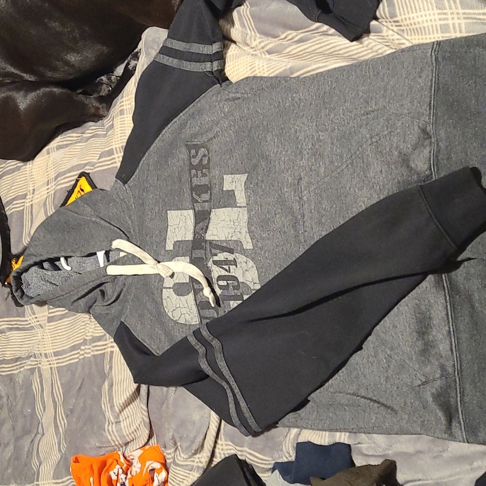 Grey, long-sleeved sweatshirt